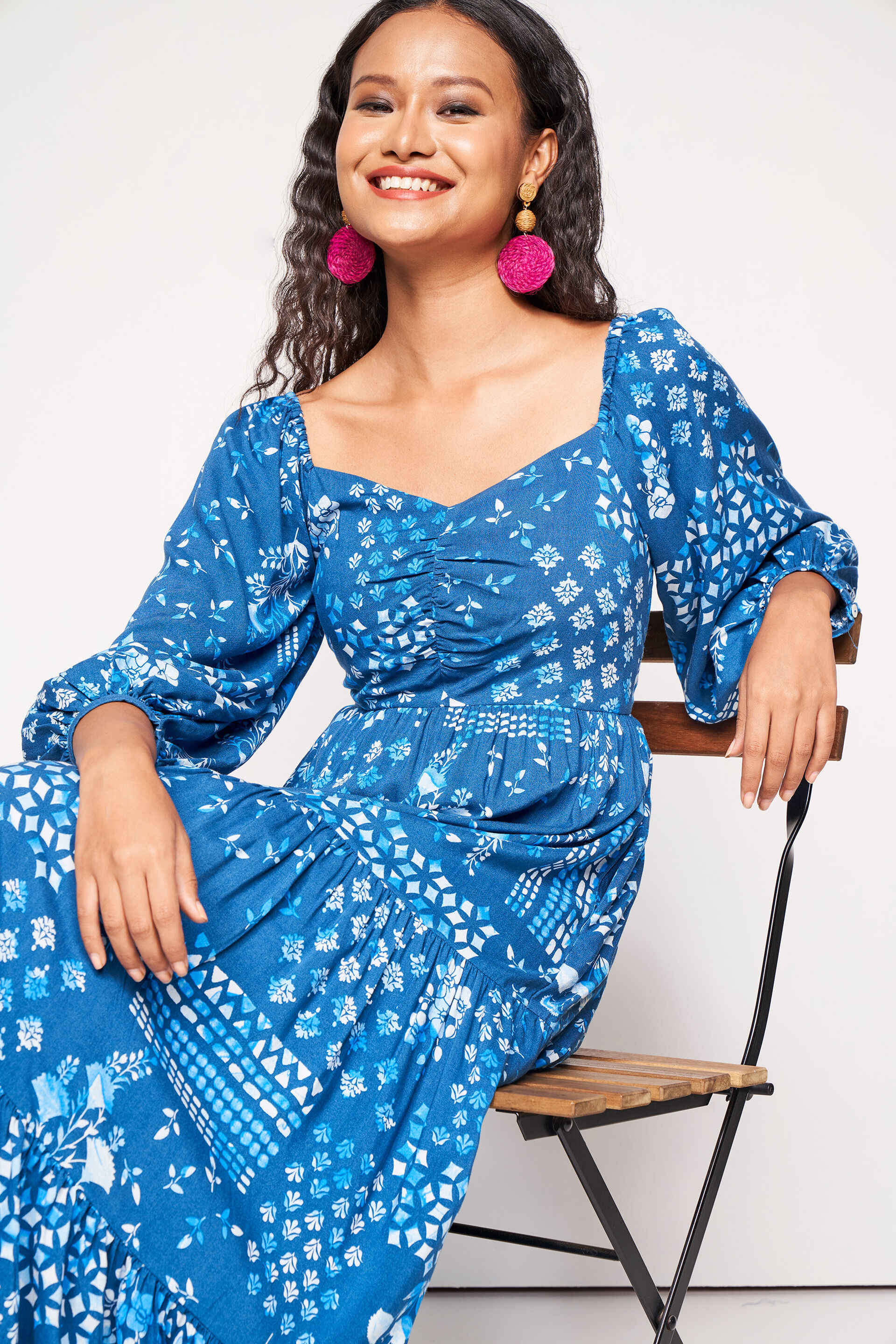 Gulbahar Tiered Maxi Dress​, Indigo, image 8